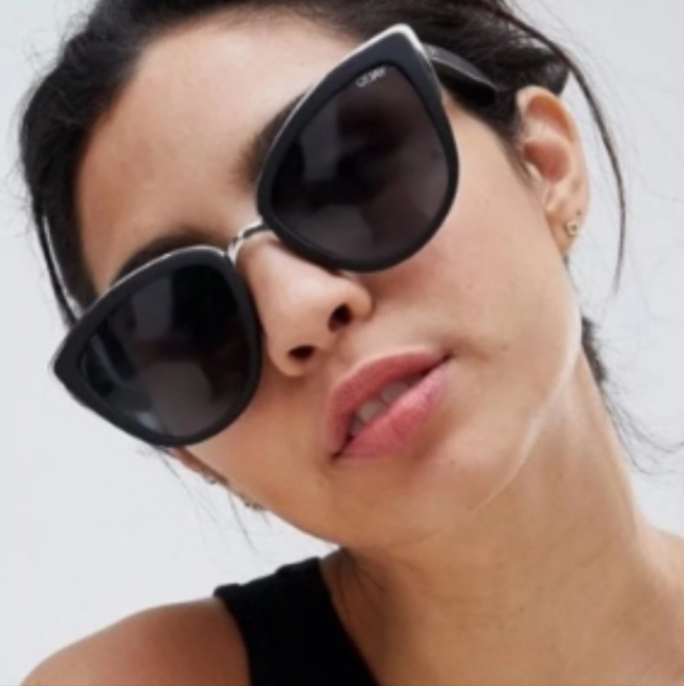 Quay Australia My Girl Matte Black & Silver Cat Eye Sunglasses
